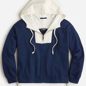 J. Crew NWT Full-zip color block terry fleece anorak (Medium)